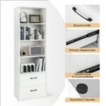 Moderni 6 pakopų knygų lentyna su stalčiais (Balta)