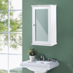 Pakabinama vonios spintelė su veidrodžiu ir dviem skyriais (Balta)