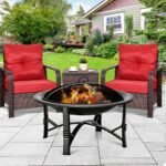 Lauko ugniavietė su grilio funkcija ir apsauginiu kibirkščių gaubtu (Juoda)