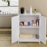 Kompaktiška vonios spintelė su reguliuojama lentyna 60 x 35 x 87 cm (Balta)