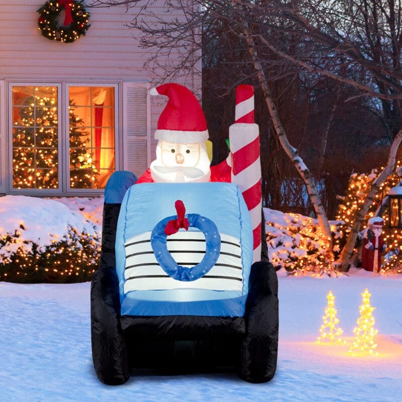 Pripučiamas Kalėdų Senelis ant sunkvežimio 170 cm (Įvairiaspalvis)