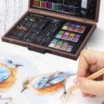 80 dalių medinis piešimo ir meno rinkinys (Ruda)