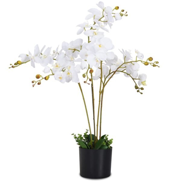 Dirbtinis dekoratyvinis augalas Orchidėja – 75 cm aukštas (Balta)