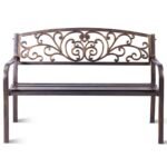 Ketaus sodo suoliukas 2-3 asmenims su atlošu ir porankiais (Bronzinė)