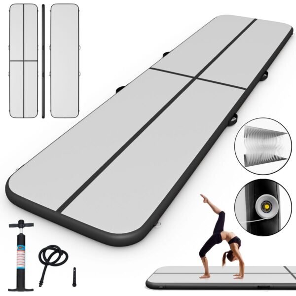 Pripučiamas gimnastikos čiužinys 400 x 100 x 10 cm (Juoda)