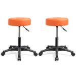 Reguliuojamo aukščio sukamoji taburetė su ratukais (Oranžinė)