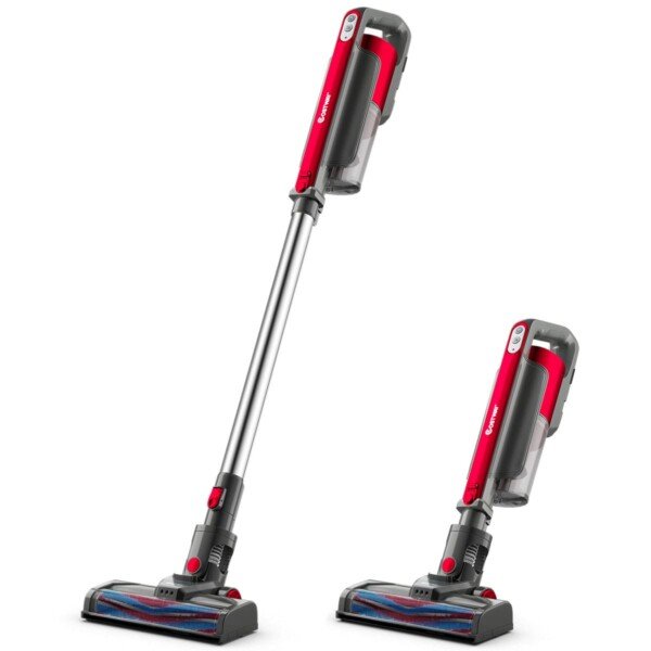 Galingas belaidis dulkių siurblys su 12 kPa siurbimo galia ir LED lemputėmis (Raudona)