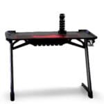 Ergonomiškas žaidimų stalas su RGB apšvietimu (Juoda)