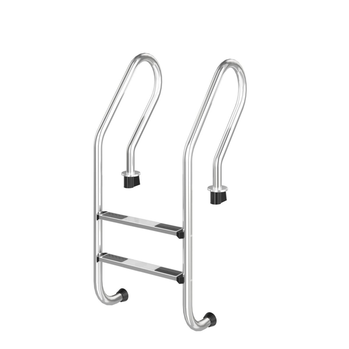 Dvipakopiai baseino laiptai su atrama (Sidabrinė)