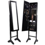 Pastatoma veidrodinė papuošalų spintelė (Juoda)