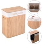 Sulankstomas bambuko skalbinių krepšys 105 L talpos (Natūrali)