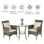 Lauko baldų komplektas iš poliratano su pagalvėlėmis (Balta)