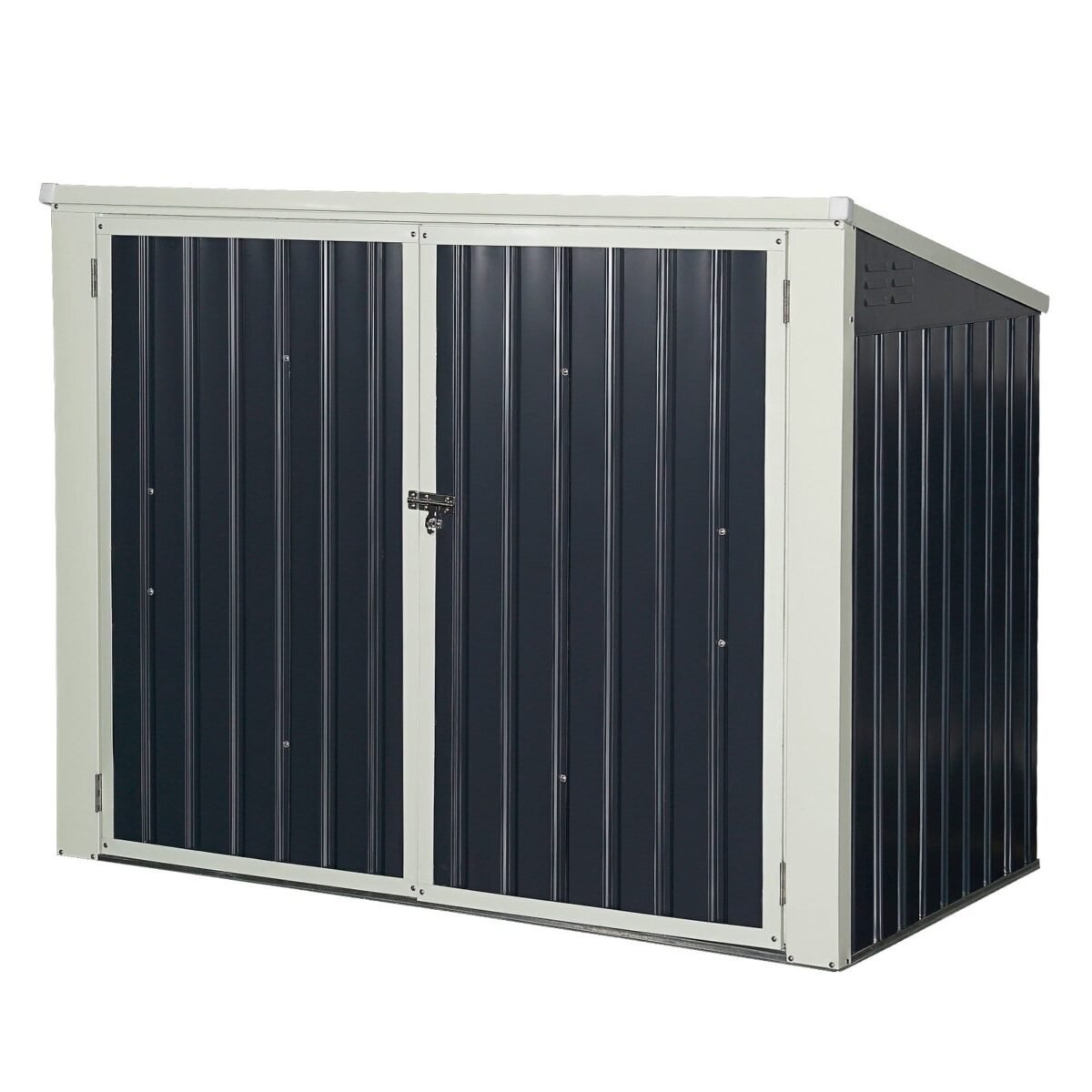 Didelė sodo daiktų dėžė su užraktu (Šviesiai pilka)