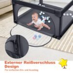 Didelis vaikiškas maniežas su 50 kamuoliukų 120x120 cm (Tamsiai pilka)