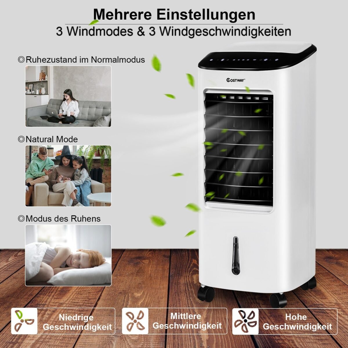 Mobilus oro aušintuvas su drėkinimo ir valymo funkcijomis (Balta)