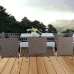 Lauko baldų komplektas su pagalvėlėmis (Ruda)