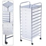 Daugiafunkcinis mobilus vežimėlis su 10 stalčių (Skaidri)