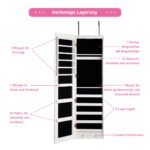 Papuošalų spintelė-veidrodis su LED apšvietimu (Balta)