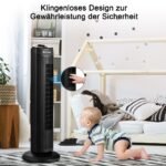 Tiesus kompaktiškas bokštinis ventiliatorius 70 cm 45W (Juoda)