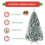 180 cm dirbtinė eglė su sniego efektu ir metaliniu pagrindu (Žalia)