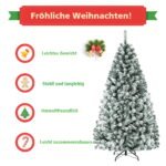 Dirbtinė kalėdinė eglė su sniego efektu ir metaliniu stovu 180 cm (Žalia)