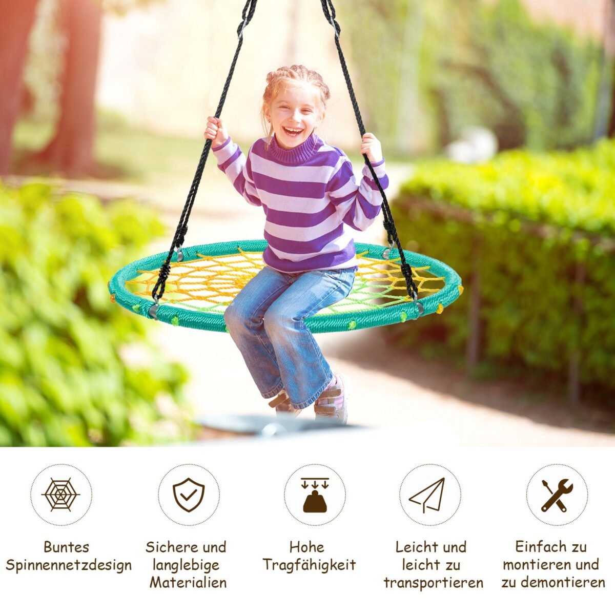 Vaikų tinklinė sūpynė (Ø 100 cm) (Žalia)