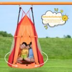 Lizdinė sūpynė su žaidimų palapine 100 cm skersmens (Oranžinė)