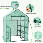 Nešiojamas šiltnamis su aštuoniomis lentynomis (Žalia)