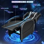 Ergonomiška žaidimų kėdė su atlenkiamu atlošu ir ištraukiama kojų atrama (Juoda ir balta)