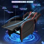 Ergonomiška žaidimų kėdė su kojų atrama ir reguliuojamu atlošu (Raudona ir juoda)