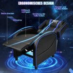 Žaidimų ir poilsio fotelis su reguliuojamu atlošu ir ištraukiama kojų atrama (Mėlyna)