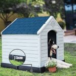 Plastikinė šunų būda paaukštintu dugnu (Mėlyna ir balta)