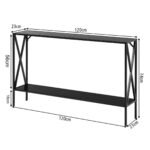 Dvipusis konsolinis staliukas su metaliniu rėmu 120 x 23 x 74 cm (Juoda)