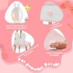 Vaikiškas kosmetinis staliukas su triušio dizainu ir akriliniu veidrodžiu (Balta)