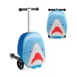 Vaikiškas dviračio tipo vežimėlis su LED ratukais ir stabdžiu (Mėlyna)