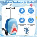 Vaikiškas dviračio tipo vežimėlis su LED ratukais ir stabdžiu (Mėlyna)