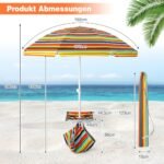 Nešiojamas paplūdimio skėtis su stalu ir smėlio maišeliu (Spalvotas)