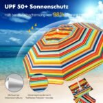 Nešiojamas paplūdimio skėtis su stalu ir smėlio maišeliu (Spalvotas)