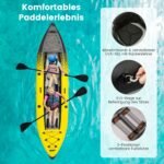 Pripučiamas baidarių komplektas su irklais ir reguliuojama sėdyne (Geltona)