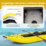 Pripučiamas baidarių komplektas su irklais ir reguliuojama sėdyne (Geltona)