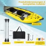 Pripučiamas baidarių komplektas su irklais ir reguliuojama sėdyne (Geltona)