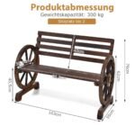 Dvivietis medinis lauko suoliukas su ratų dizaino porankiais (Ruda)