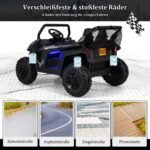 Vaikiškas elektrinis UTV su 2 4 GHz nuotolinio valdymo pultu ir muzika (Juoda)