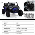 Vaikiškas elektrinis UTV su 2 4 GHz nuotolinio valdymo pultu ir muzika (Juoda)