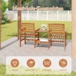 Sodo baldų komplektas su staliuku ir skėčio skylę (Natūrali)