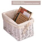 Dvipusis medinis naktinis staliukas su stalčiumi ir pintas krepšys (Balta)