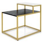 Dvipusis staliukas su lentyna (Juoda ir balta)