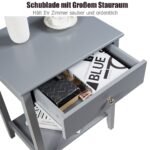 Dvipusis naktinis staliukas su stalčiumi ir lentyna 47 5 x 36 x 62 cm (Pilka)