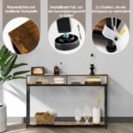 Konsolinis staliukas su atvira lentyna ir plieniniu rėmu 120 x 23 x 79 cm (Ruda)