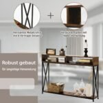 Konsolinis staliukas su atvira lentyna ir plieniniu rėmu 120 x 23 x 79 cm (Ruda)